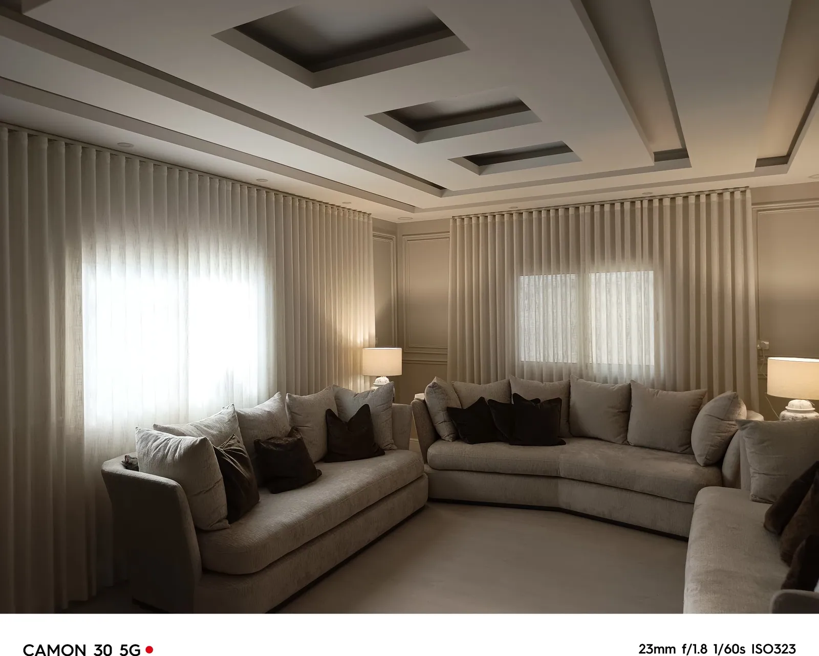 Double-layer majlis curtains installed in a Dammam villa reception room
